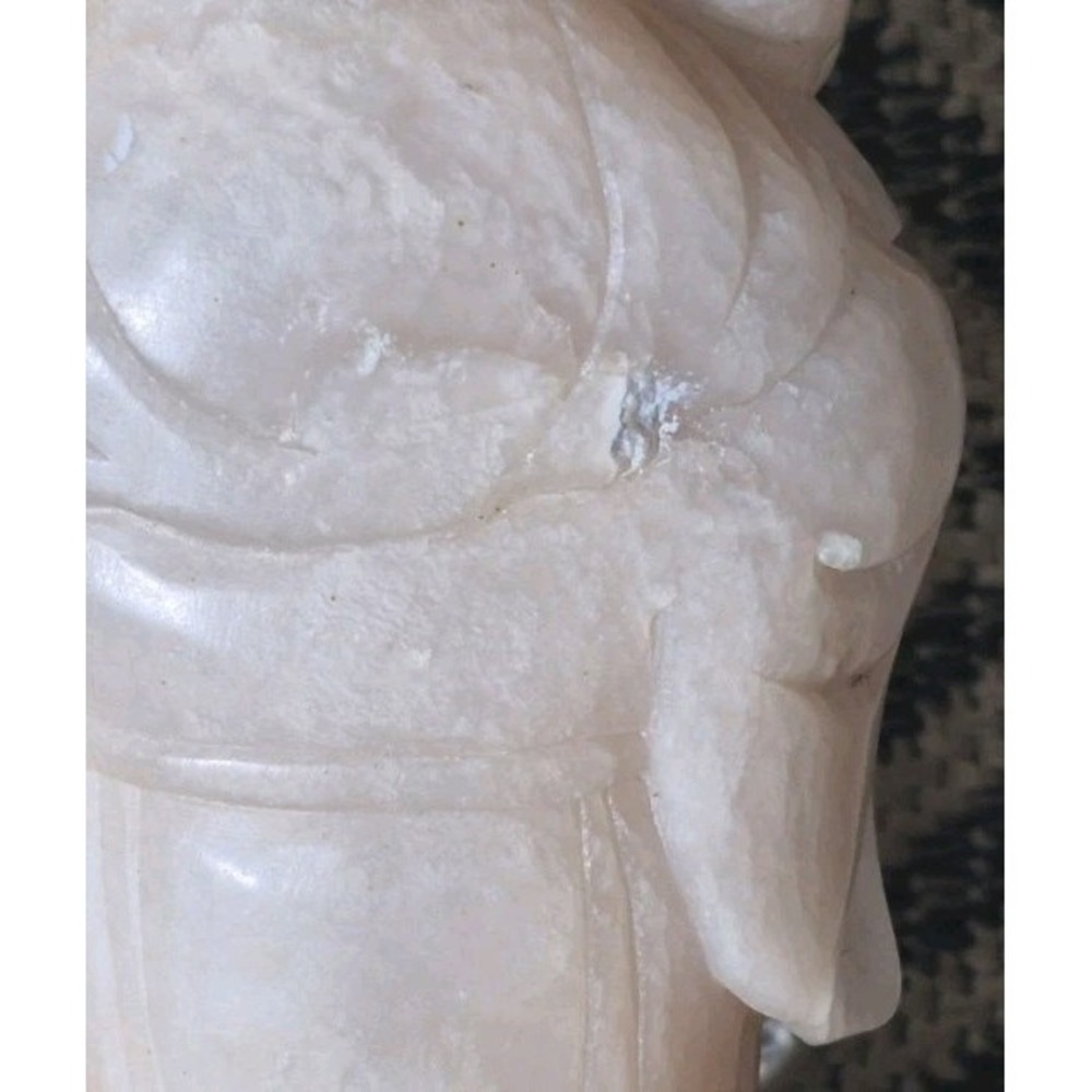 Vintage Soapstone / Alabaster Carved Elder Figures – Set of‎ 3 on Marble Base - Picture 3 of 6